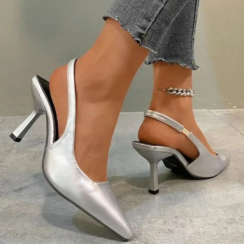 BRAND NEW ROUGE HELUIM POINTED TOE SHALLOW MOUTH SLINGBACK STILETTO HIGH SANDAL
